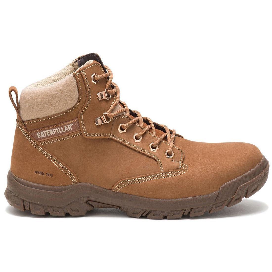 Caterpillar Tess Women’s Steel-Toe Work Boot Brown Profile View