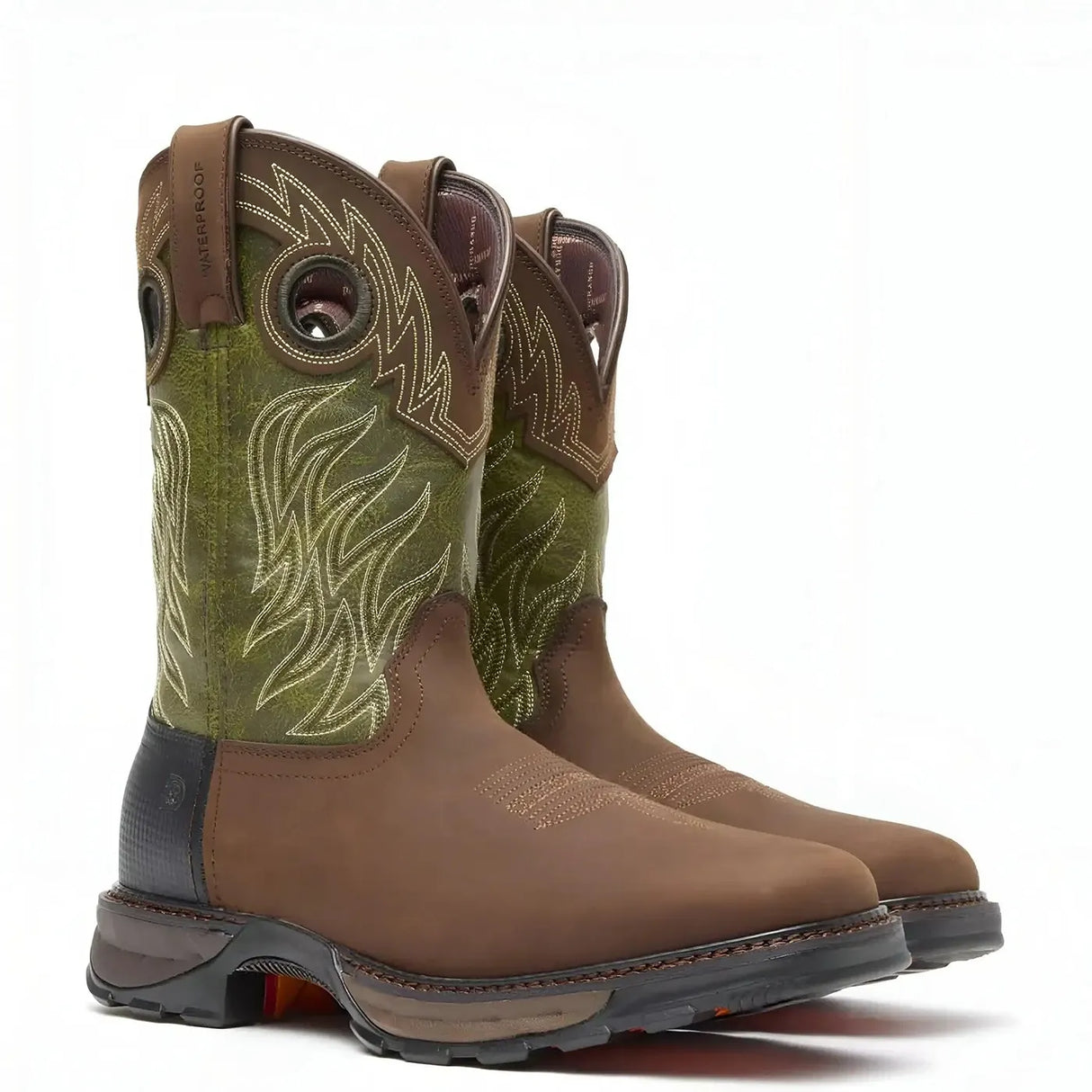 Durango Maverick XP Waterproof Western Work Boot Brown And Green Side