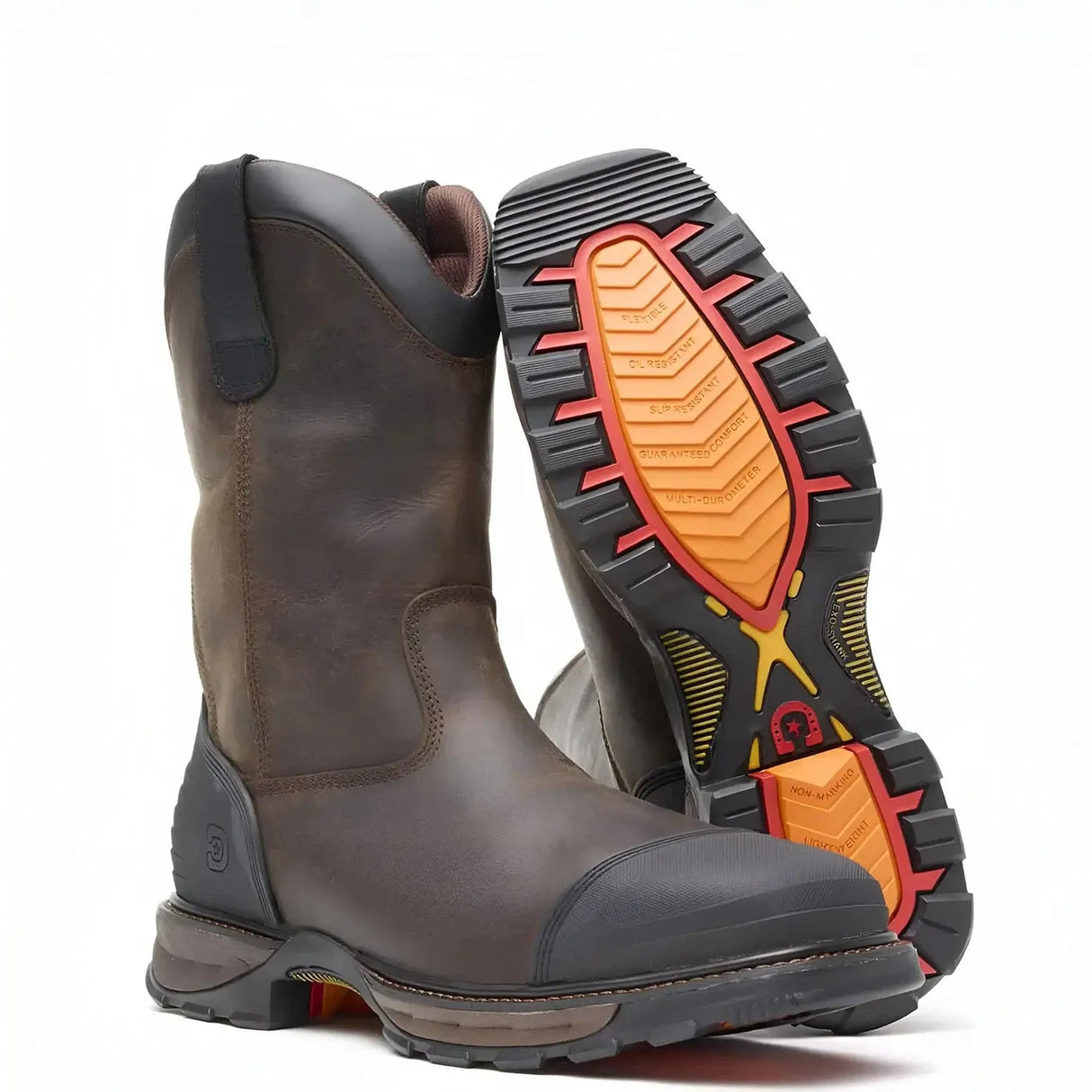 Durango Maverick XP Steel Toe Waterproof Western Work Boot Grizzly Brown Heel