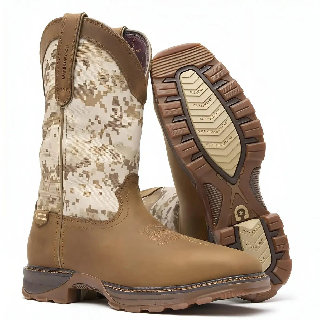 Durango Maverick XP Steel Toe Waterproof Western Work Boot Desert Camo Side
