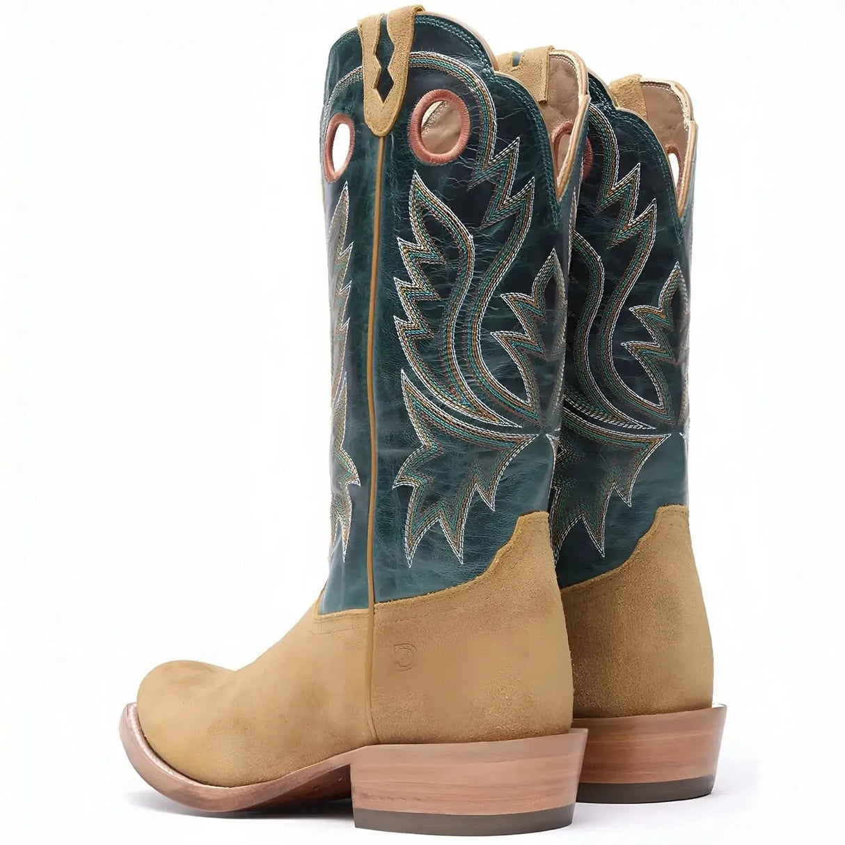 Durango PRCA Roughout Western Boot Goldenrod And Deep Teal Heel