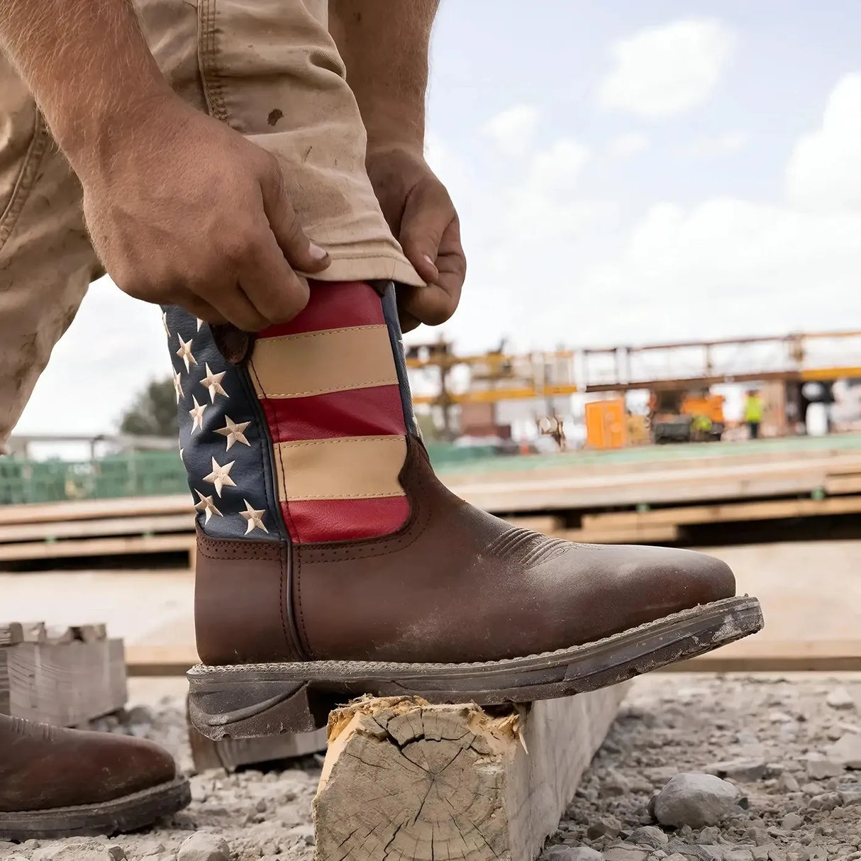 Durango Rebel Steel Toe Flag Western Flag Boot Side