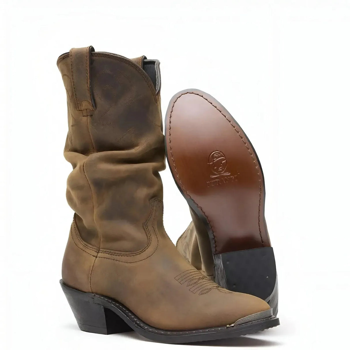 Durango Women’s Durango Distressed Tan Slouch Western Boot Heel