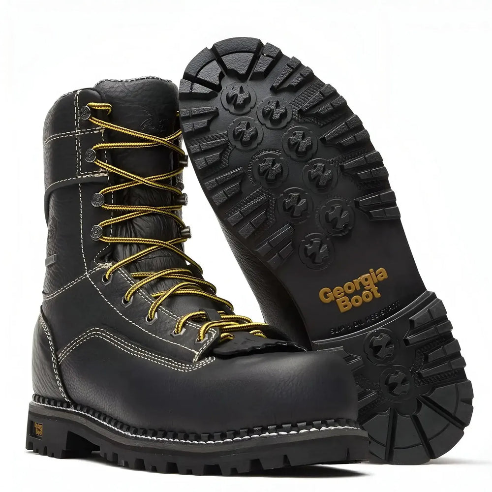 Georgia Boot AMP LT Logger Composite Toe Waterproof Work Boot Black Sole