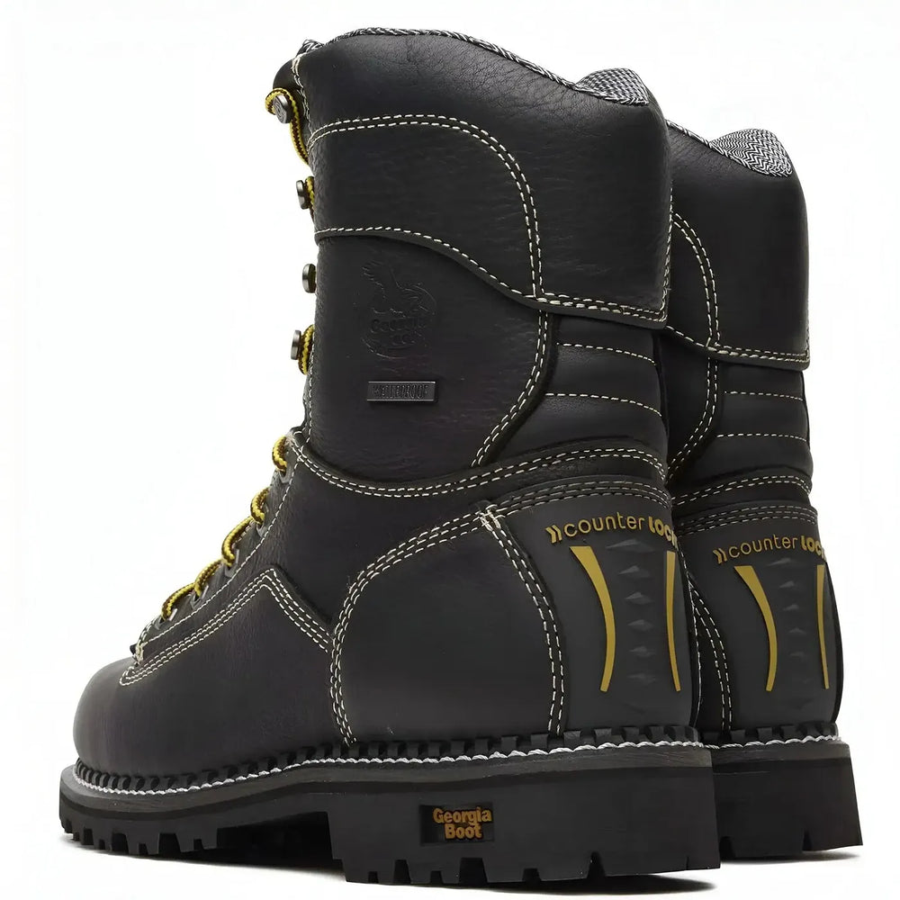 Georgia Boot AMP LT Logger Low Heel Waterproof Work Boot Black Heel