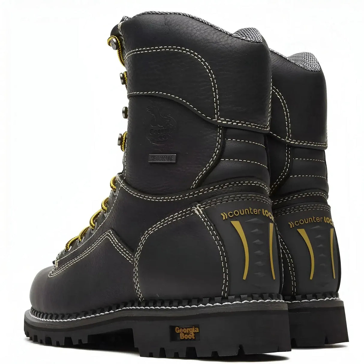 Georgia Boot AMP LT Logger Low Heel Waterproof Work Boot Black Heel