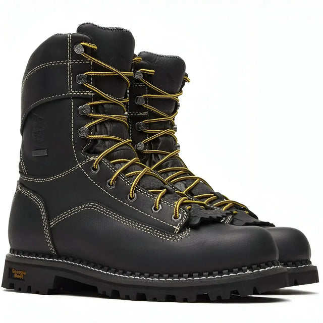 Georgia Boot AMP LT Logger Low Heel Waterproof Work Boot Black Medial