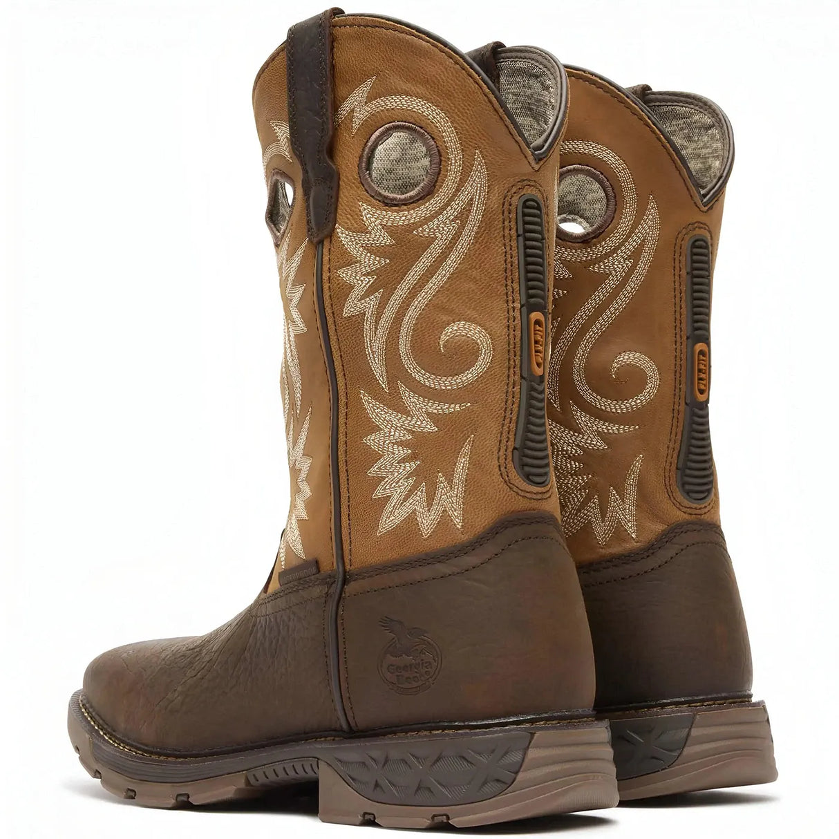 Georgia Boot Carbo-Tec FLX 11" Waterproof Pull On Work Boot Brown-Orange Heel
