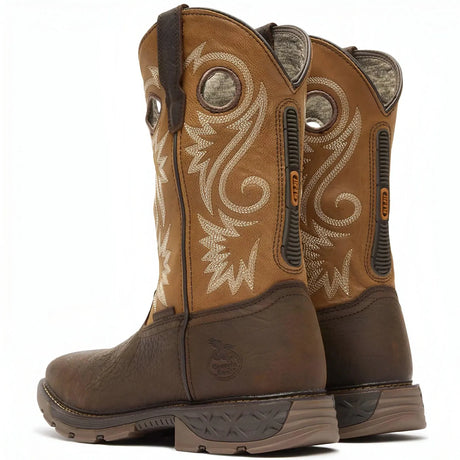 Georgia Boot Carbo-Tec FLX 11" Waterproof Pull On Work Boot Brown-Orange Heel
