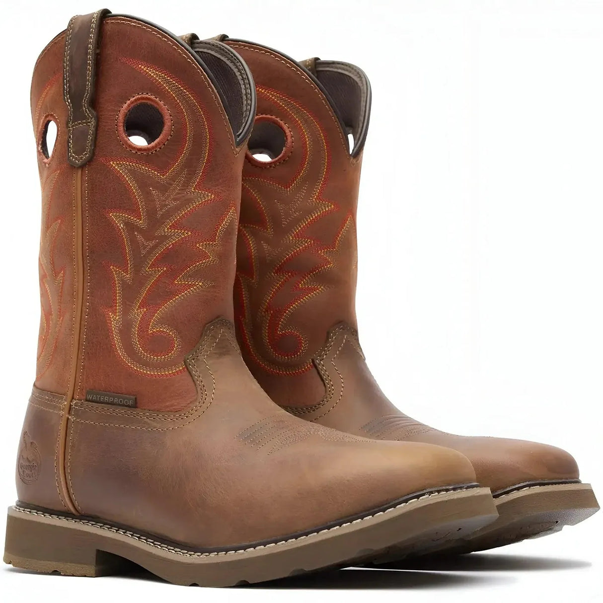 Georgia Boot Core 37 Western 11" Waterproof Pull-On Work Boot Brown Rust Medial