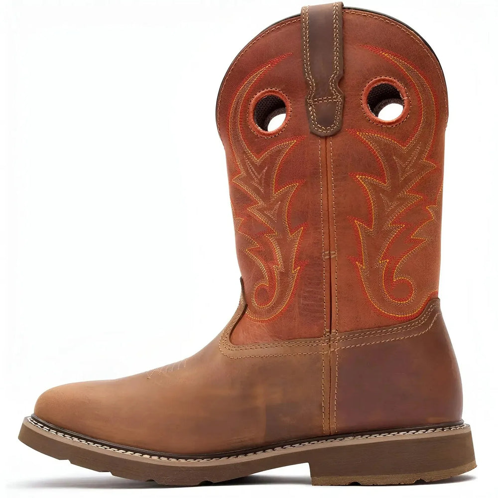 Georgia Boot Core 37 Western 11" Waterproof Pull-On Work Boot Brown Rust Side