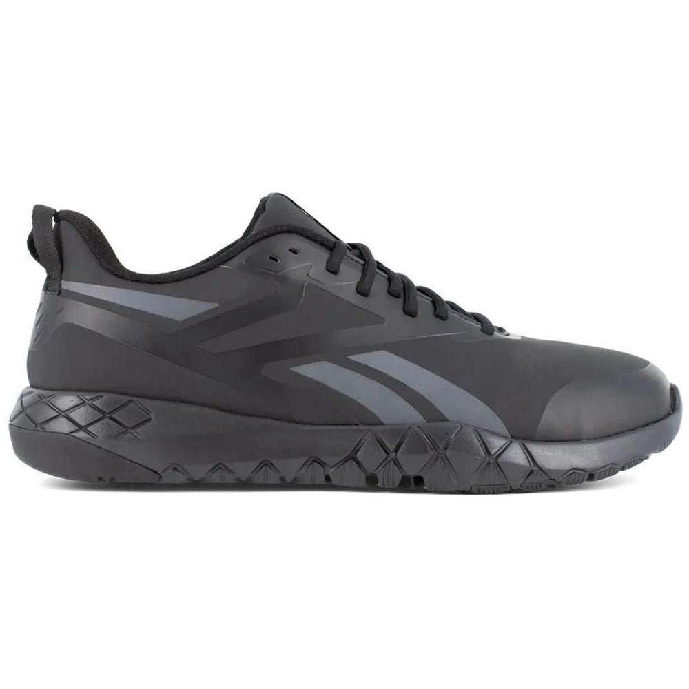 Reebok Work Flexagon Force Xl Composite-Toe Athletic Work Shoe Black/Gray Profile View