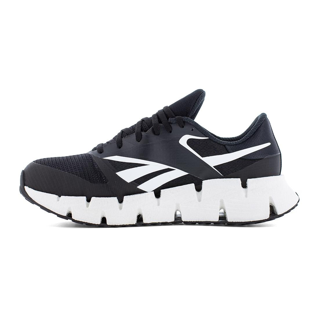 Reebok FloatZig Athletic Composite Toe Work Shoe – Black/White RB3033 Medial Image