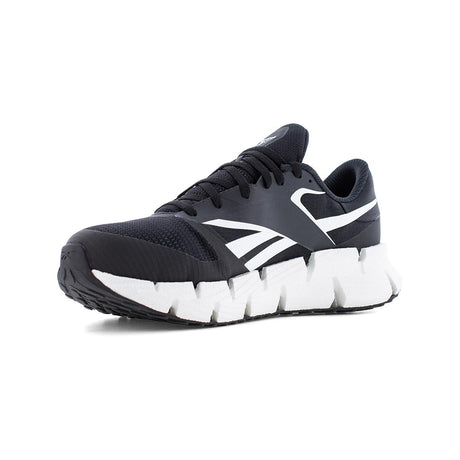 Reebok FloatZig Athletic Composite Toe Work Shoe – Black/White RB3033 Heel Image