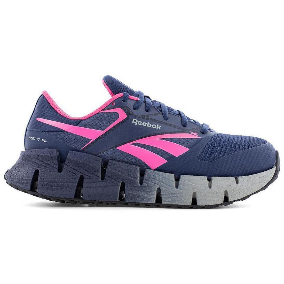 Reebok Work FloatZig Athletic Women’s Composite Toe Work Shoe – Blue/Pink Profile View