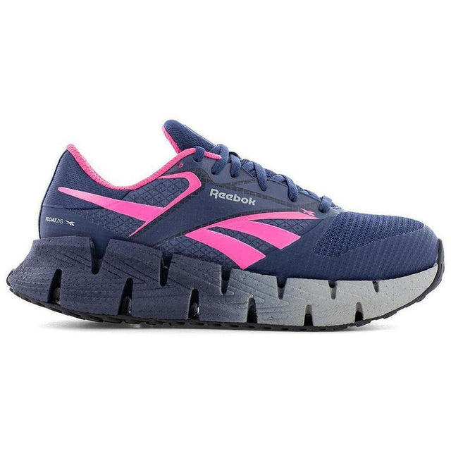 Reebok Work FloatZig Athletic Women’s Composite Toe Work Shoe – Blue/Pink Profile View