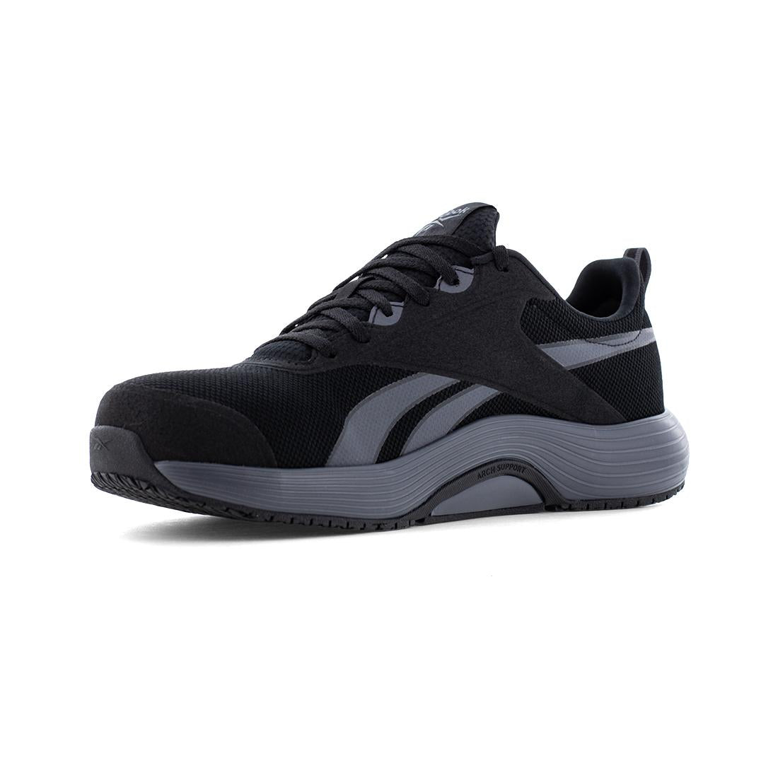 Reebok Lite Plus 4 Athletic Composite Toe Work Shoe – Black/Gray RB5102 Medial Image