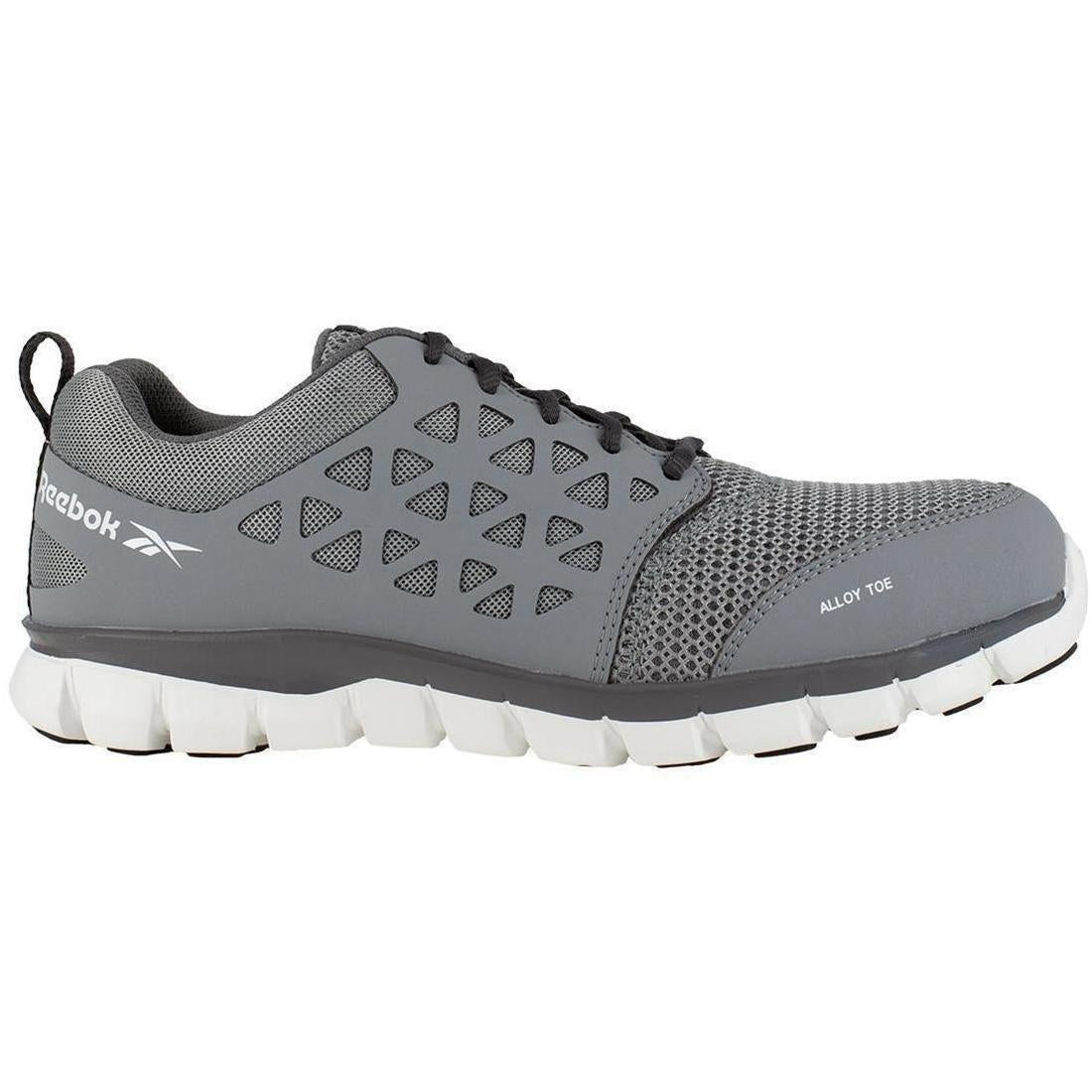 Reebok Work Sublite Cushion Alloy-Toe Athletic Work Shoe Grey Profile View