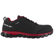 Reebok Work Sublite Cushion Composite-Toe Athletic Work Shoe Black/Red Profile View