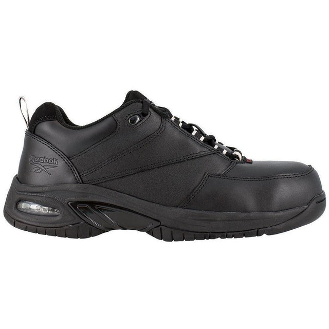 Reebok Work Tyak Composite-Toe Athletic Work Shoe Black Profile View