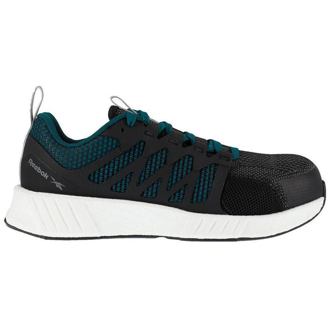 Reebok Work Women's Fusion Flexweave™ Composite-Toe Athletic Work Shoe Black/Teal Profile View