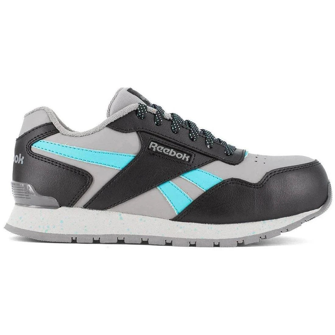 Reebok Work Women's Harman Composite-Toe Athletic Work Shoe Grey/Teal Profile View