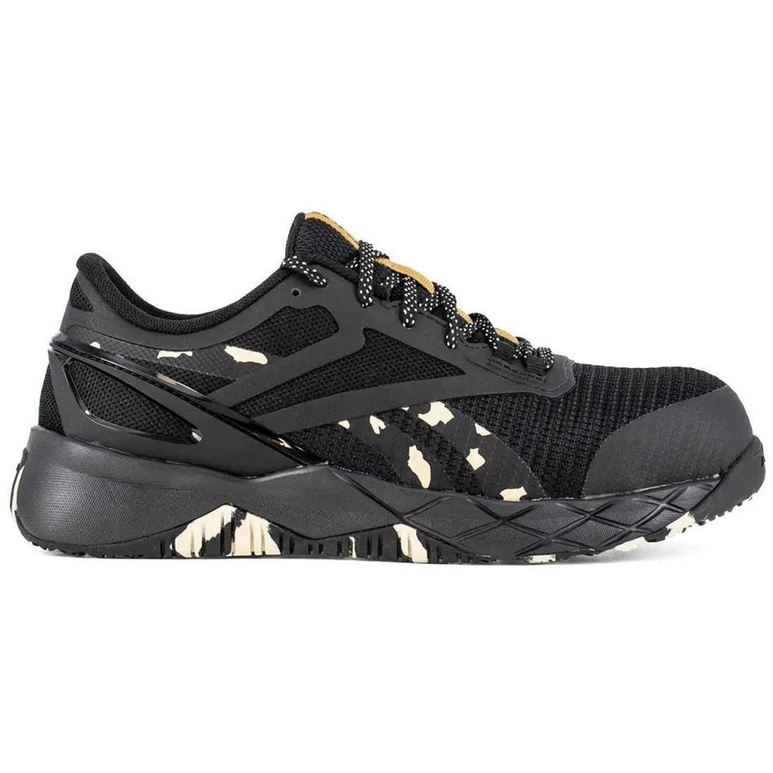 Reebok Work Women's Nanoflex Tr Composite-Toe Athletic Work Shoe Black/Camo Profile View