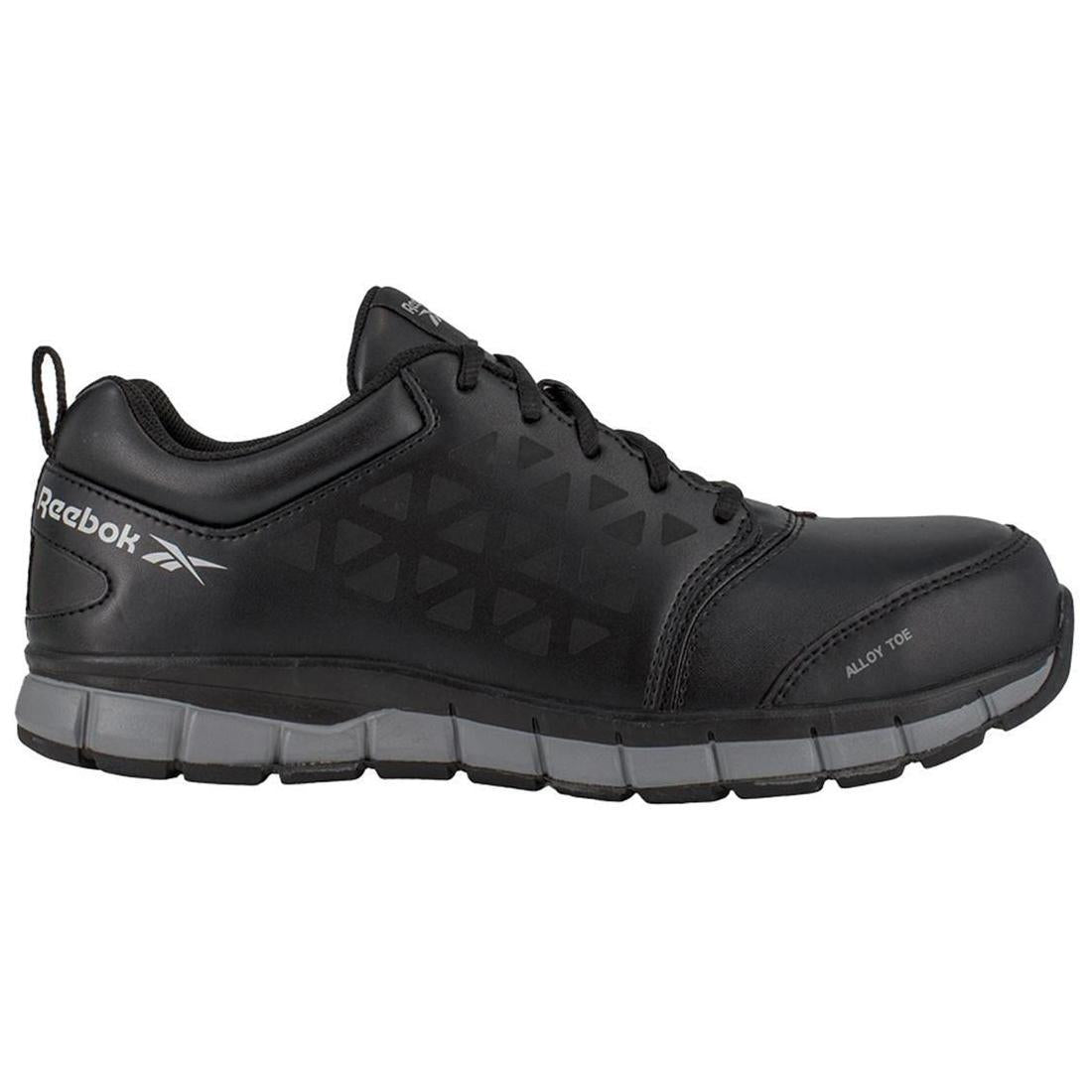 Reebok Work Women's Sublite Cushion Alloy-Toe Athletic Work Shoe Black CD Profile View