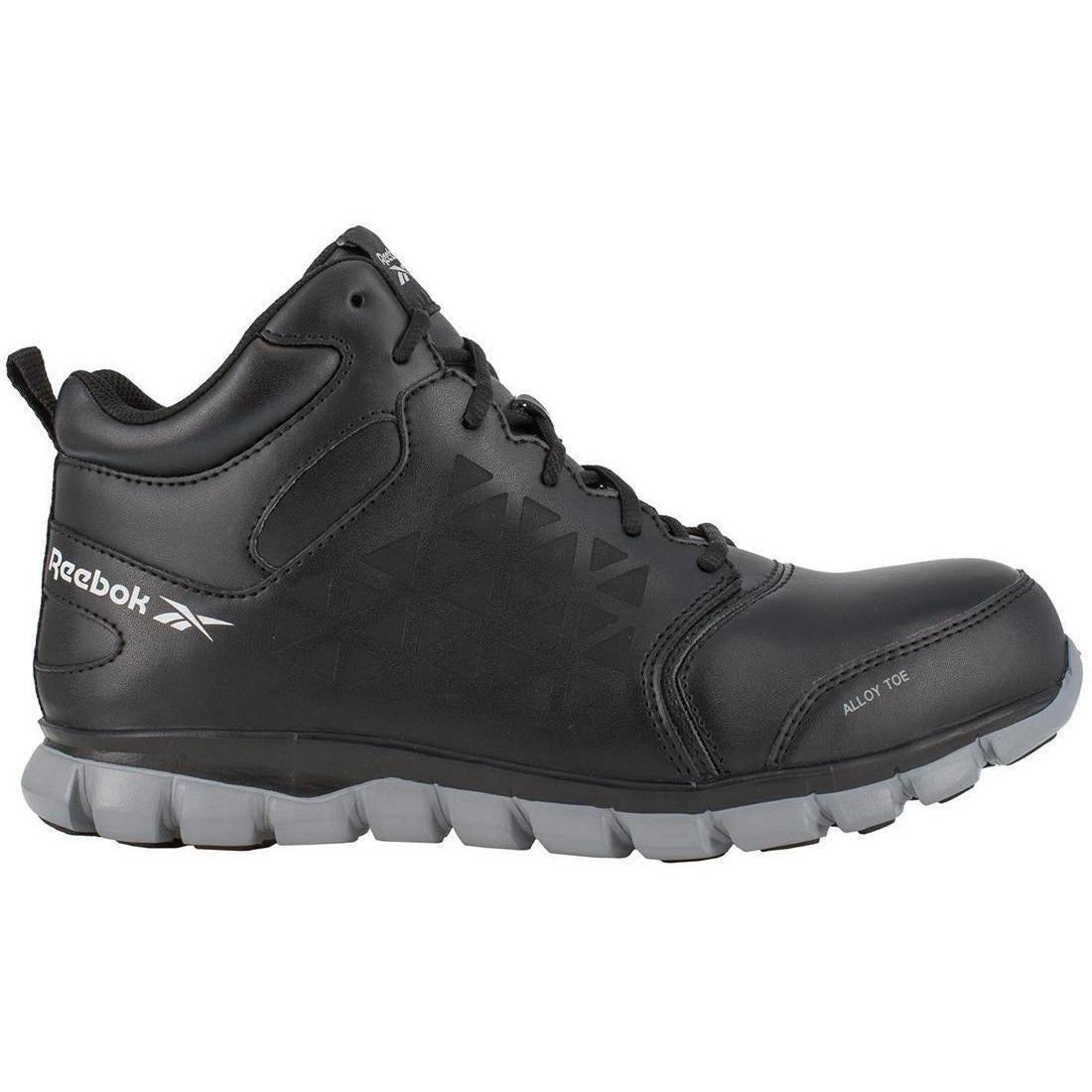 Reebok Work Women's Sublite Cushion Alloy-Toe Mid Cut Athletic Work Boot Black Profile View