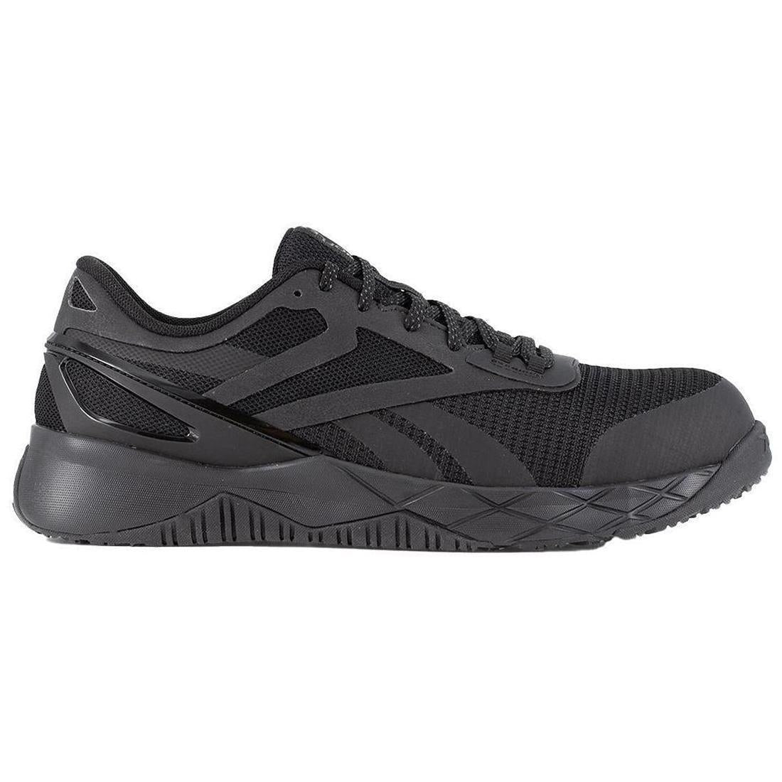 Reebok Work Nanoflex Tr Composite-Toe Athletic Work Shoe Black Profile View