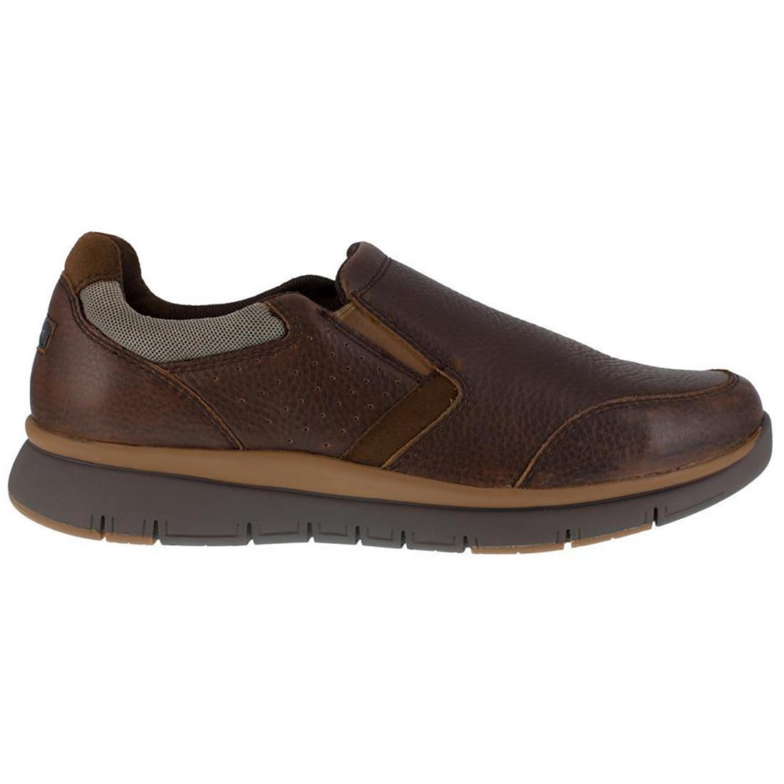 Rockport Works Primetime Casuals Steel-Toes Slip On Work Shoe Brown Profile View