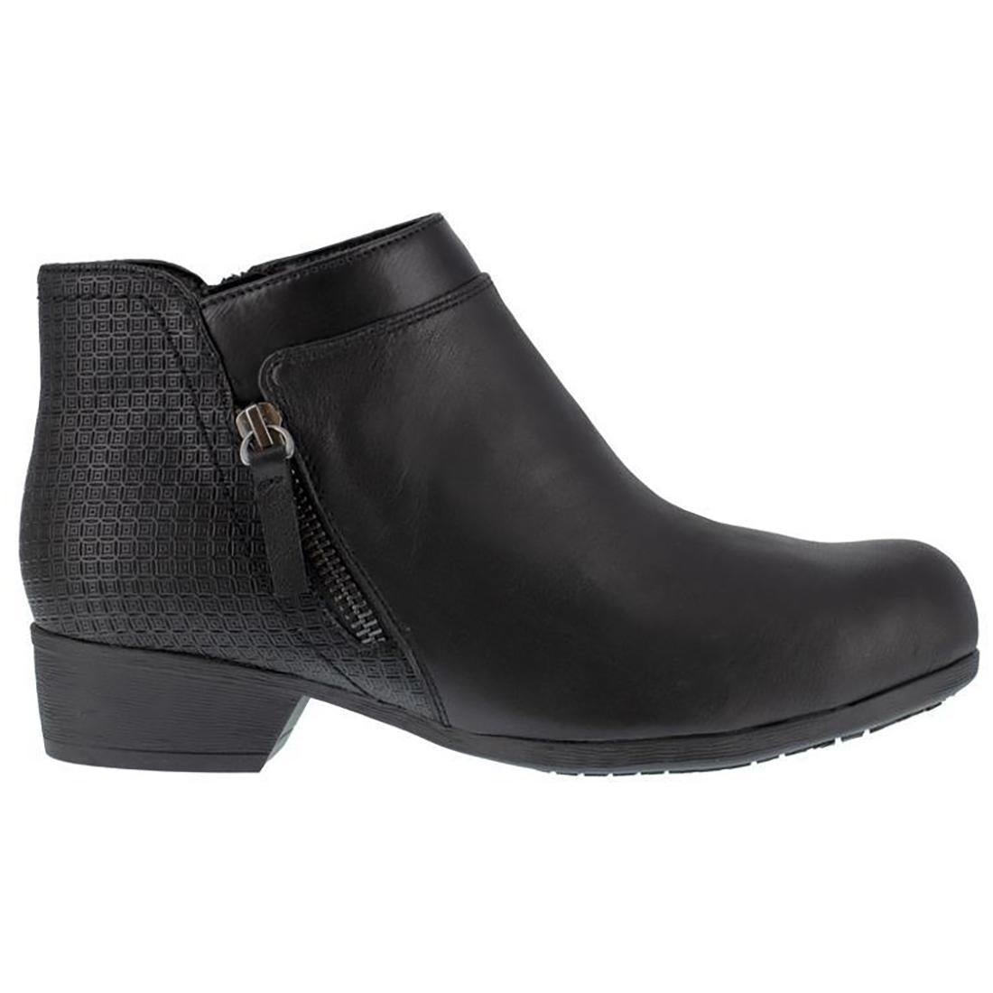 Rockport Works Women's Carly Work Alloy-Toe Work Bootie Black Profile View