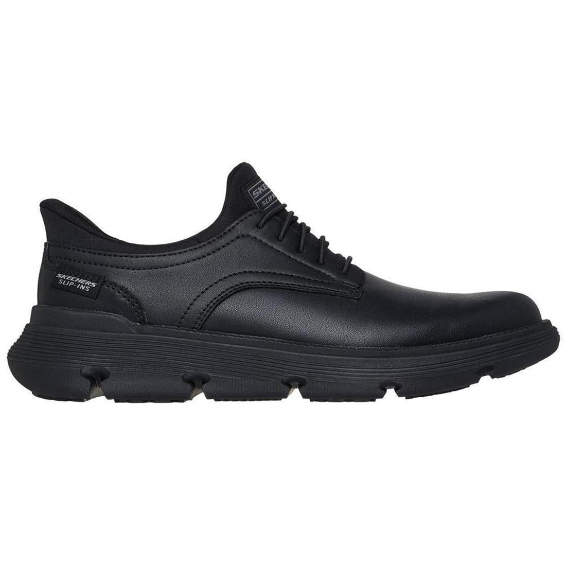 Skechers Work Garza Sr Slip Resistant Shoe Black Profile View