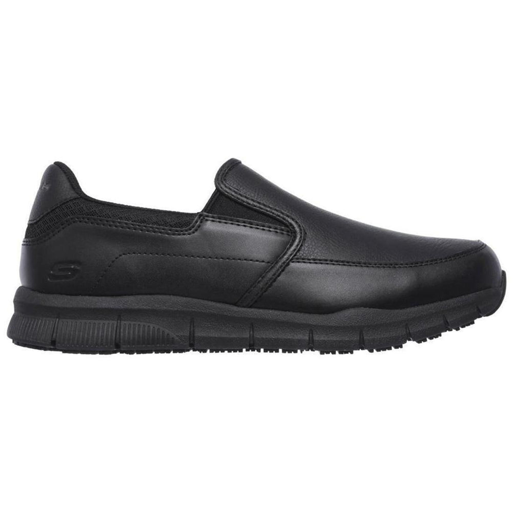 Skechers Work Nampa Groton Slip Resistant Shoe Black Profile View