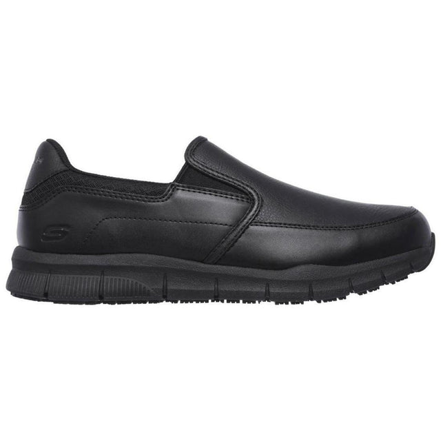 Skechers Work Nampa Groton Slip Resistant Shoe Black Profile View