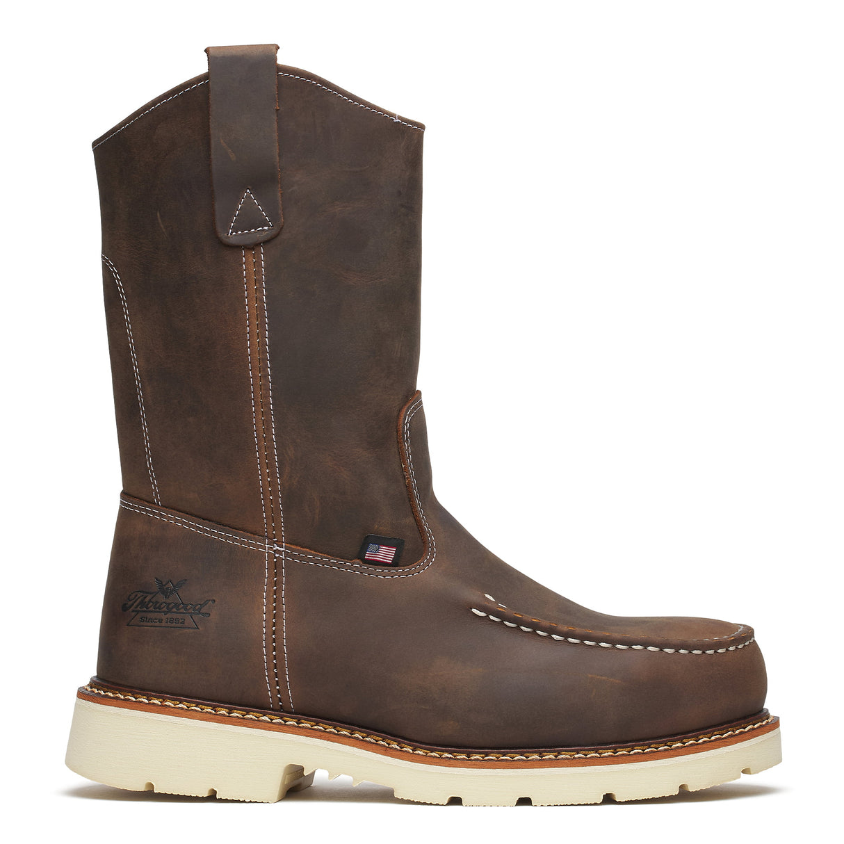 Thorogood American Heritage 11" Trail Crazy Horse Steel Toe Moc Toe Pull-On Boot side view