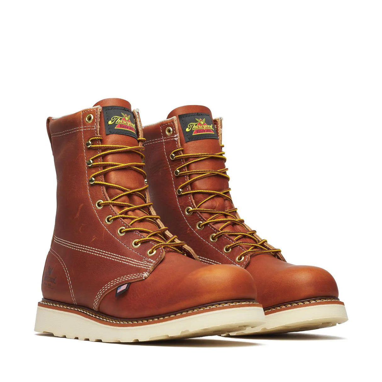Thorogood American Heritage 8" Plain Toe Boot Maxwear Wedge Tobacco Medial View