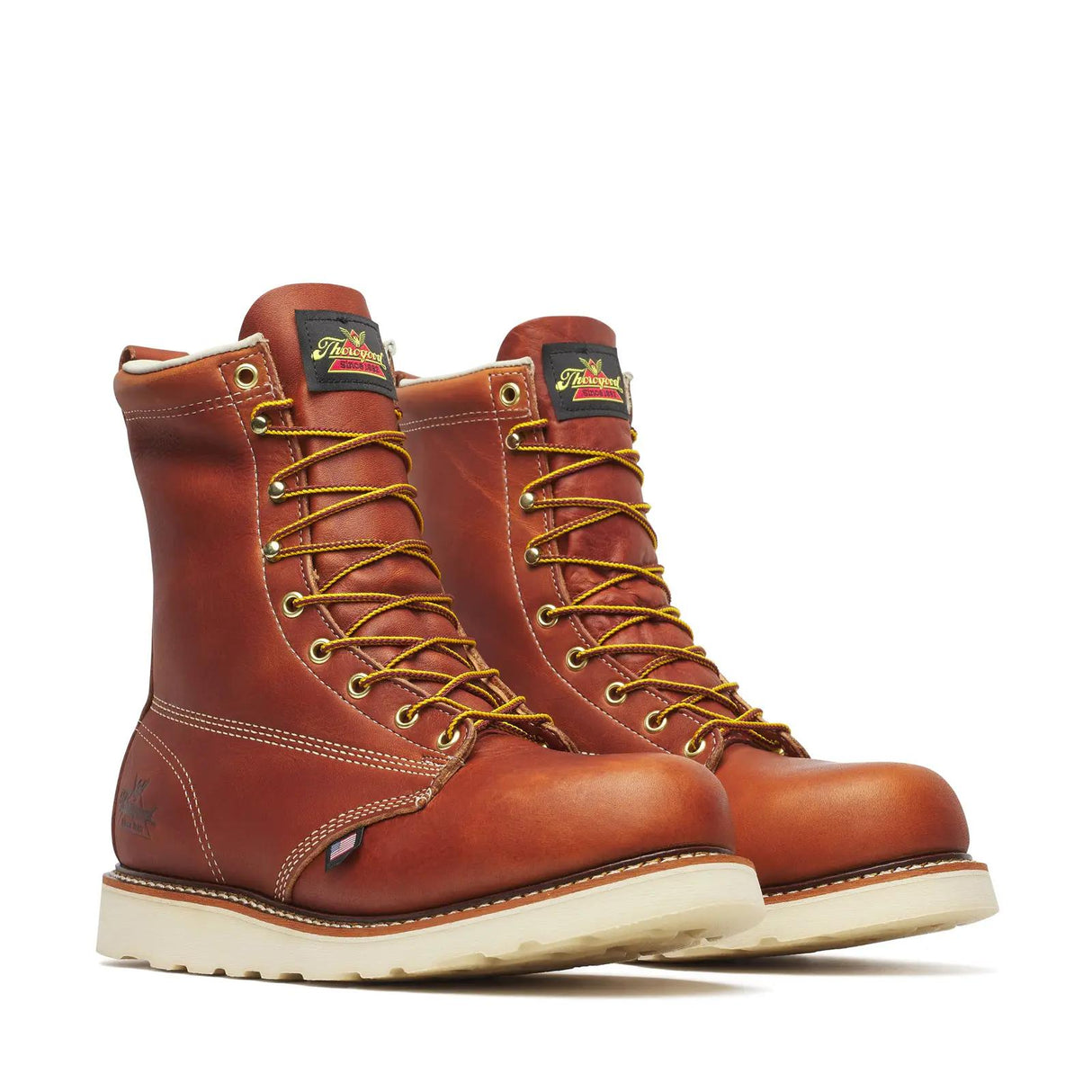 Thorogood American Heritage 8" Steel-Toe Plain Toe Boot Maxwear Wedge Tobacco Medial View