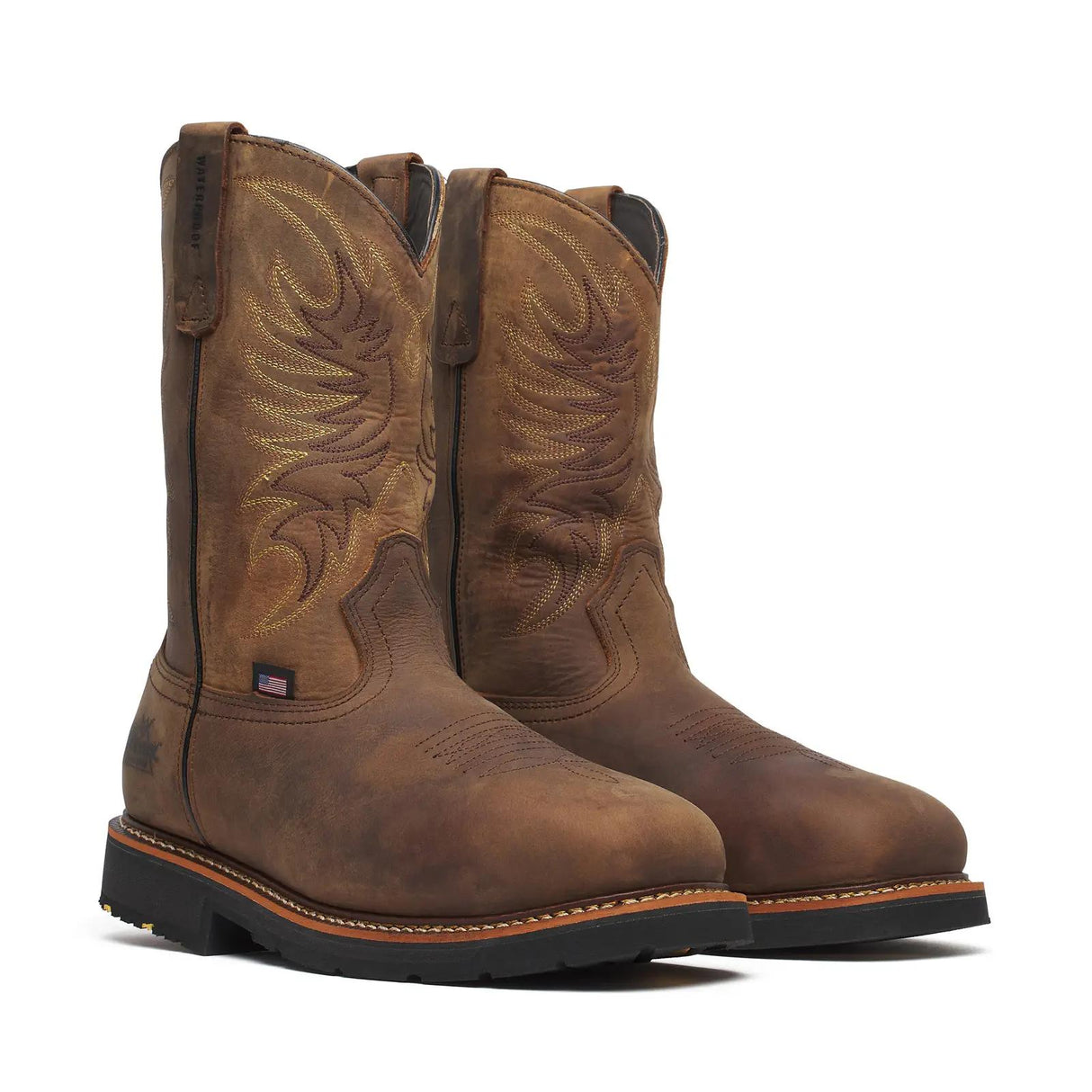 Thorogood 11" Waterproof Square-Toe Western Wellington Boot Crazy Horse Medial View