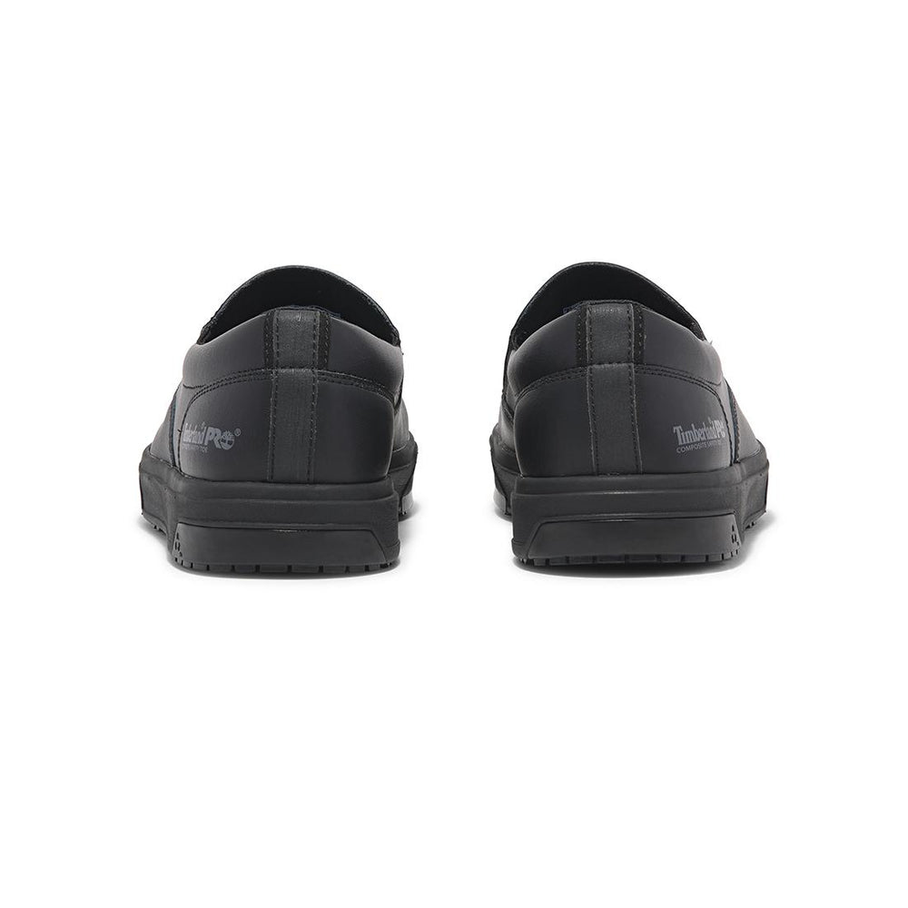 Timberland Pro Berkley Slipon Composite-Toe Work Shoe Sd10 Black Heel-Back View