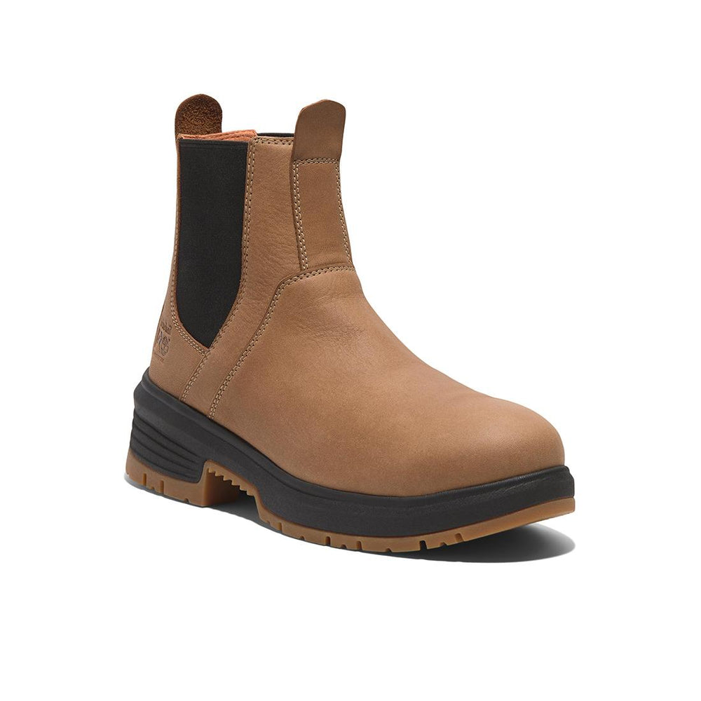 Timberland Pro Women's Birchline Composite-Toe Chelsea Boot Full Grain Light Brown Medial View