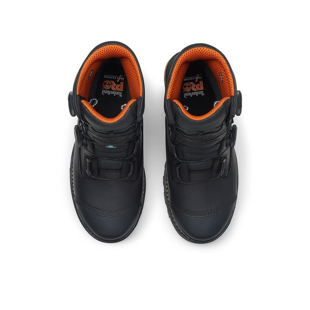 Timberland Pro Boondock 8-Inch Waterproof Composite-Toe Work Boot Boa Fp Csa 400G Full Grain Black Front-upper View