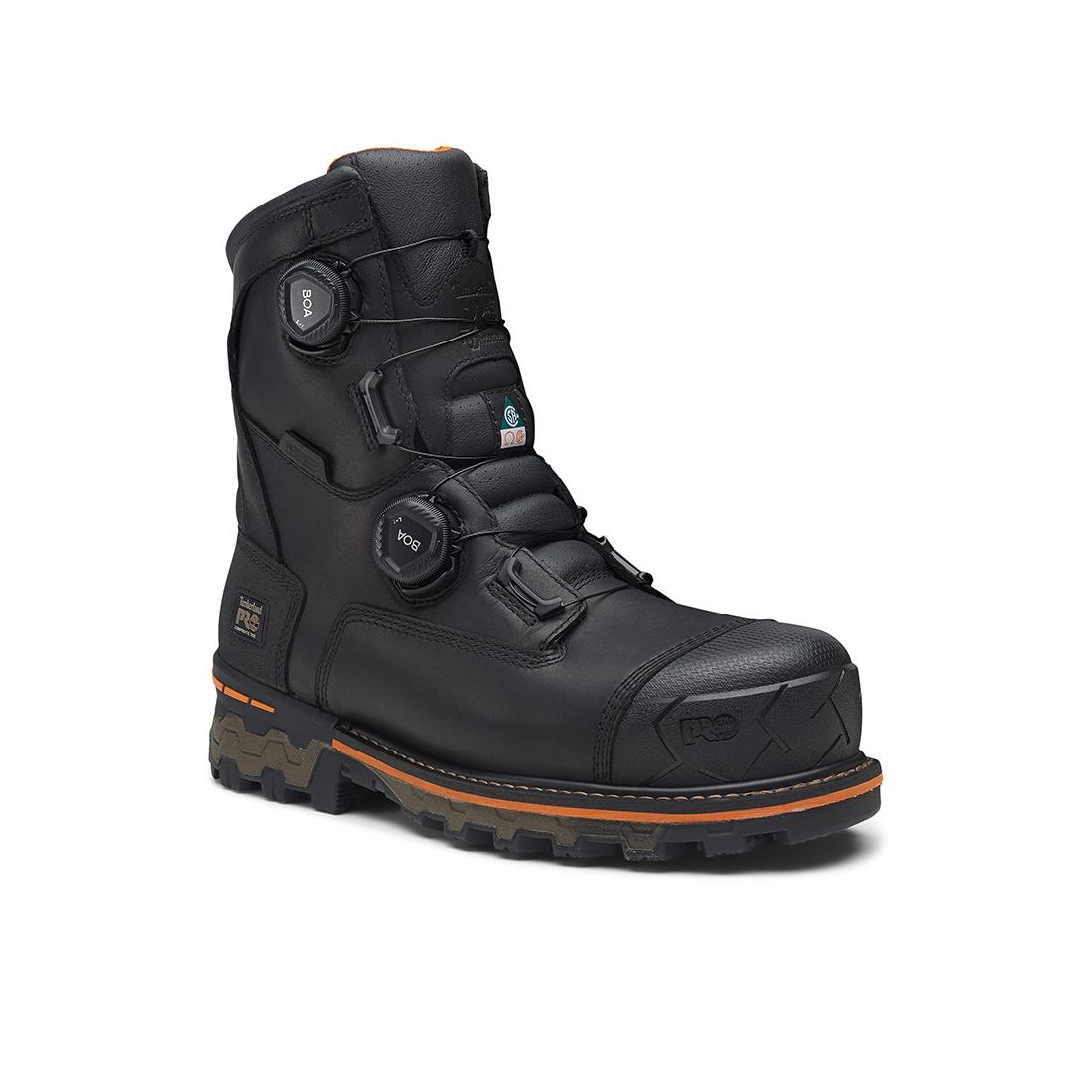 Timberland Pro Boondock 8-Inch Waterproof Composite-Toe Work Boot Boa Fp Csa 400G Full Grain Black Medial View