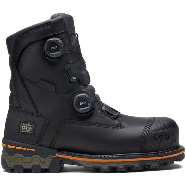 Timberland Pro Boondock 8-Inch Waterproof Composite-Toe Work Boot Boa Fp Csa 400G Full Grain Black Profile View