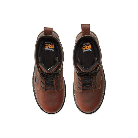 Timberland Pro Boondock 8 Inch Composite-Toe Waterproof Work Boot Medium Brown Front-upper View