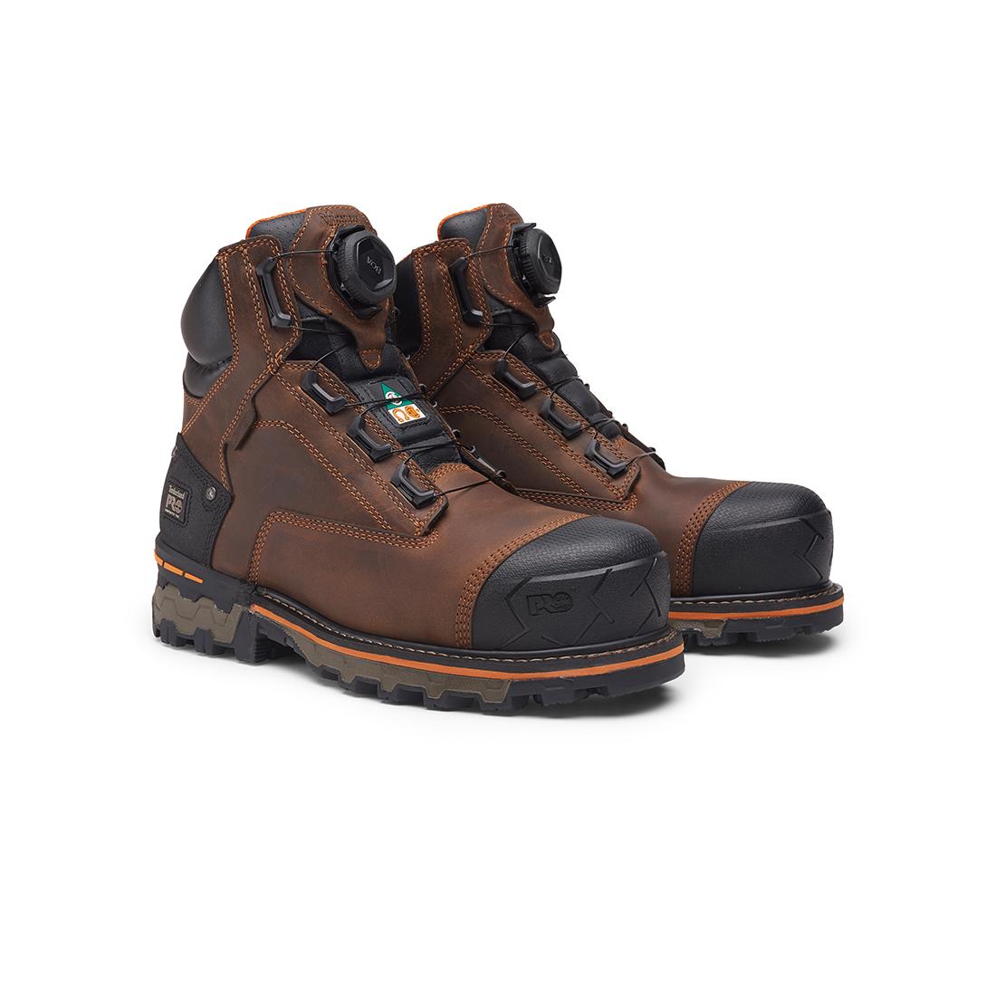 Timberland Pro Boondock 6-Inch Waterproof Composite-Toe Work Boot Boa Fp Csa Full Grain Medium Brown Detail View