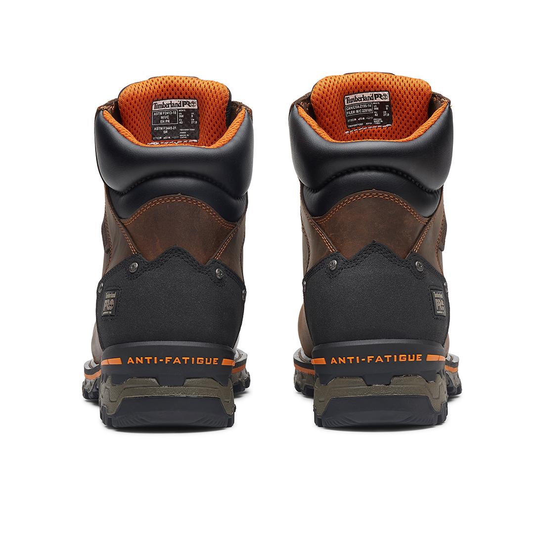 Timberland Pro Boondock 6-Inch Waterproof Composite-Toe Work Boot Boa Fp Csa Full Grain Medium Brown Heel-Back View