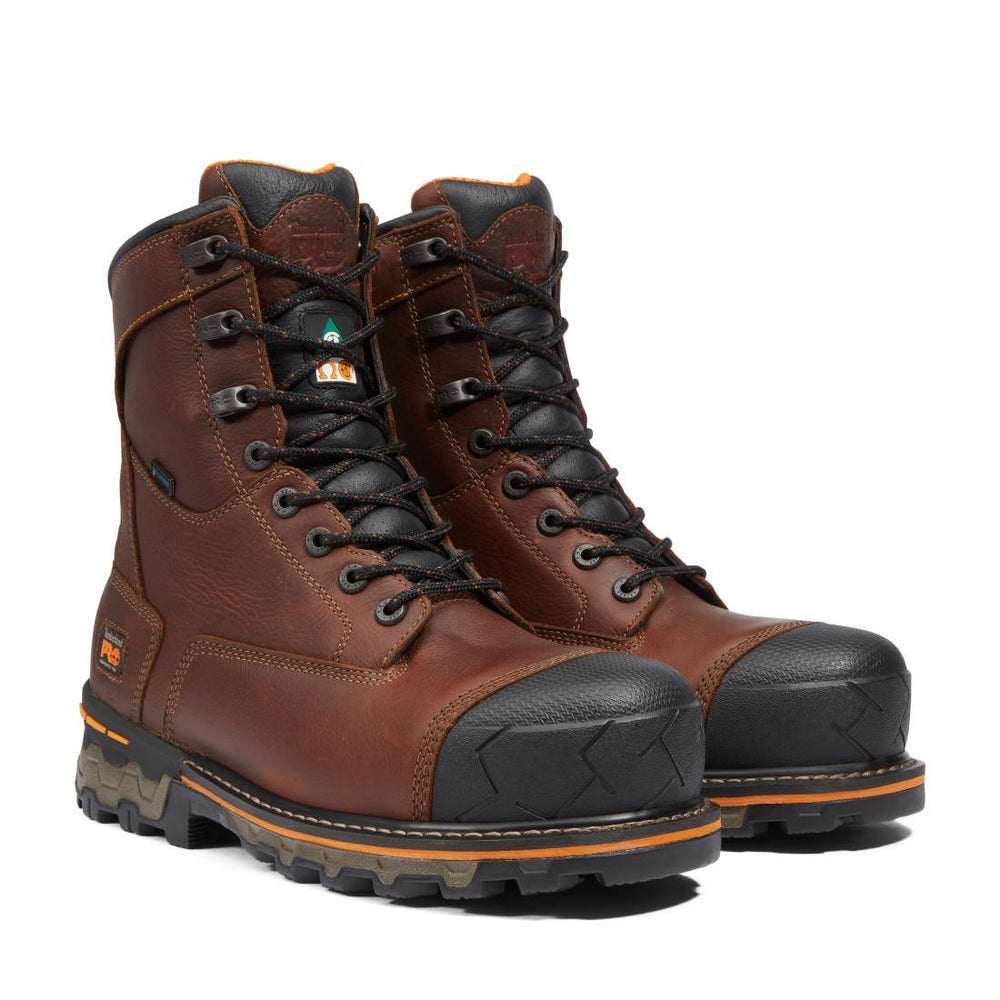 Timberland Pro Boondock EV Waterproof CSA Composite Toe Work Boots – Dark Brown Angled View