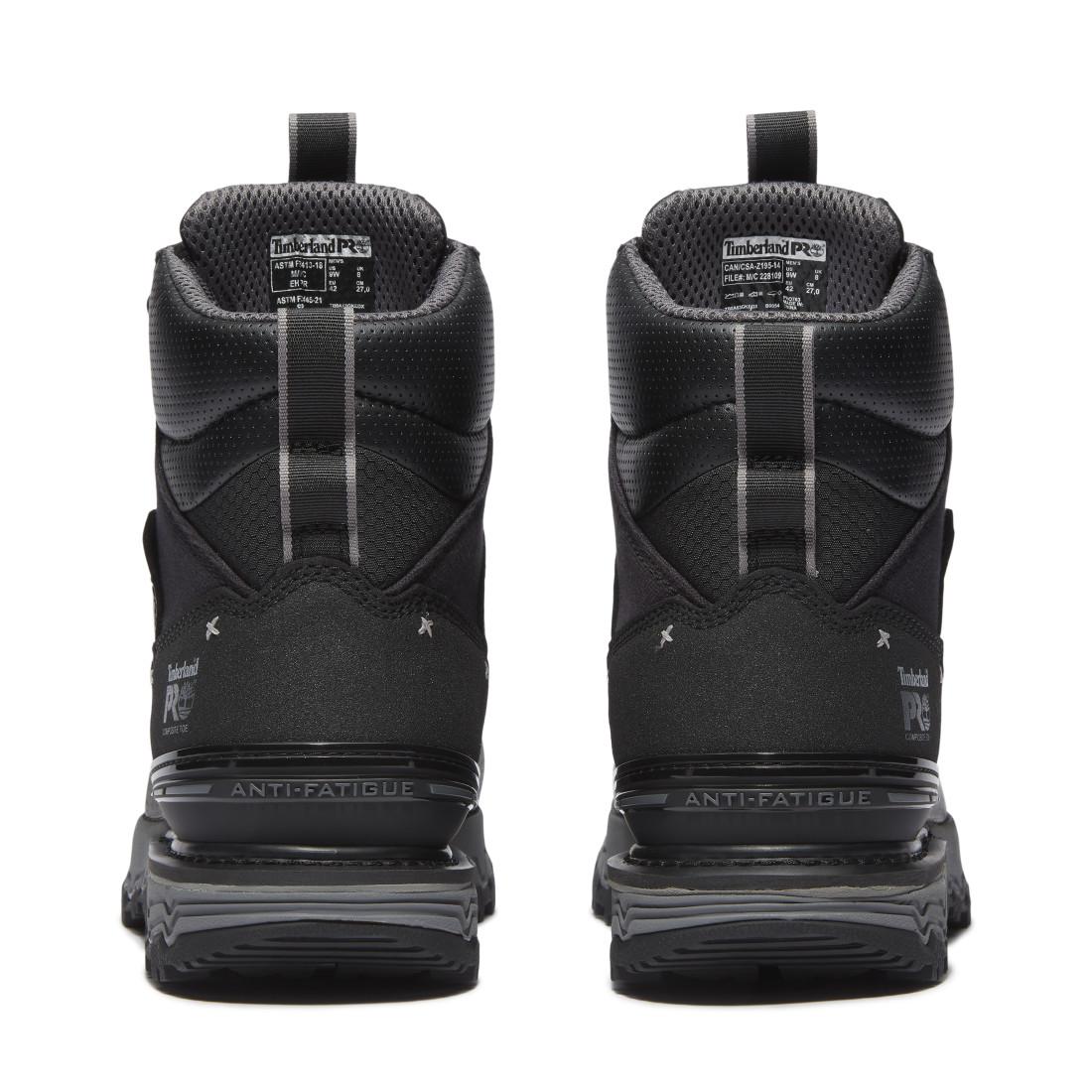 Timberland Pro Boondock Ultralight Waterproof Composite Toe Work Boots – Black with Grey Heel-Back View