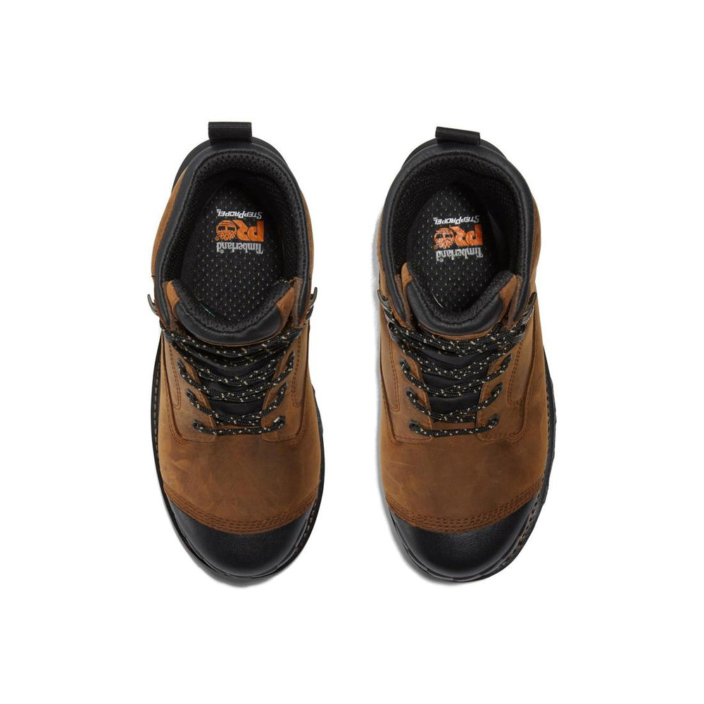Timberland Pro Boondock HD 8 Inch Composite-Toe Waterproof Work Boot Brown Front-upper View